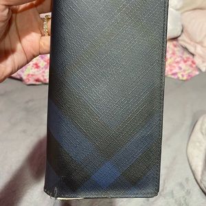 Burberry london check & leather continental wallet